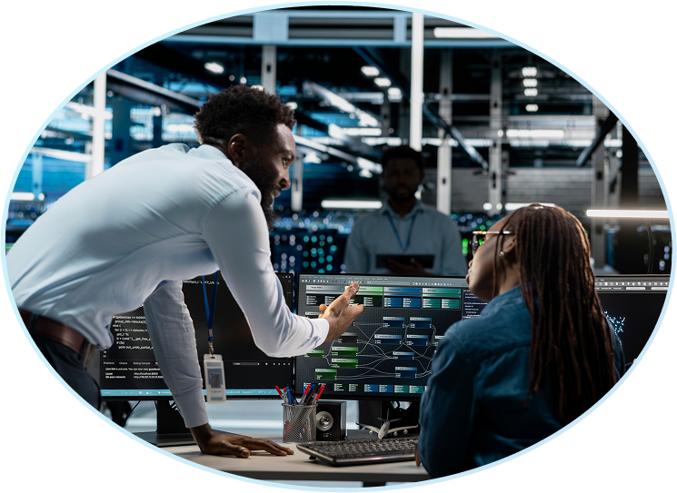 IT professional in modern data center