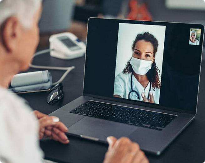 Person using video call for family communication