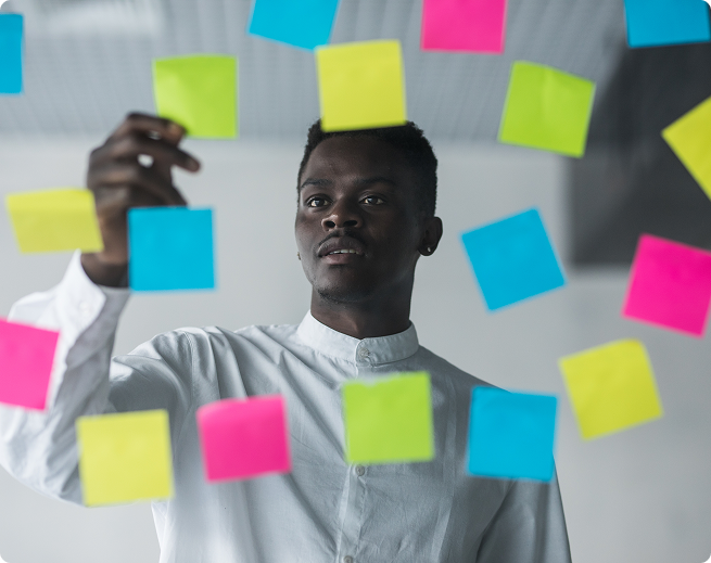 Designer presenting user interface on screen